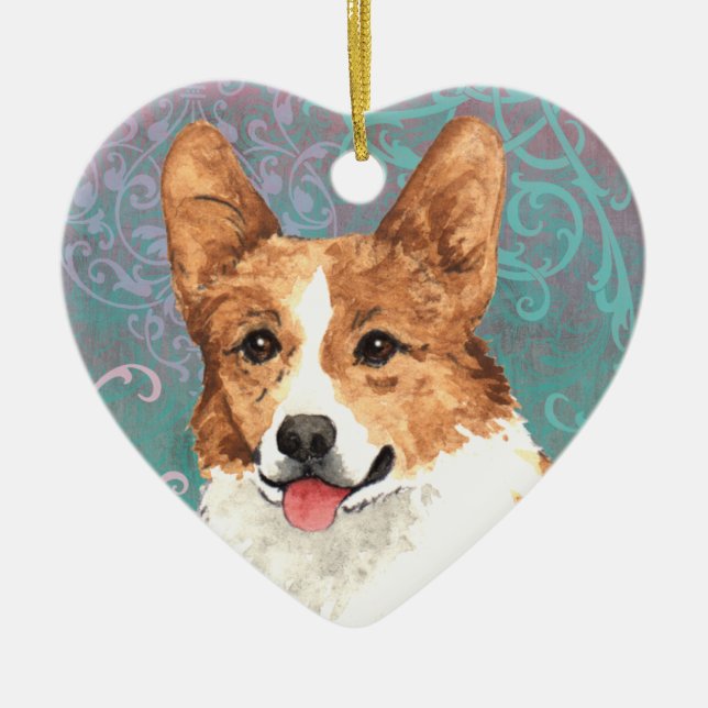 Elegant Pembroke Welsh Corgi Ceramic Ornament (Front)