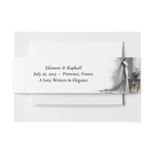 Elegant Pencil Sketch Wedding Belly Band Invitation Belly Band