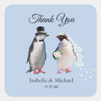 Elegant Penguin Couple Thank You Wedding Classic