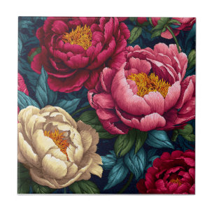 Elegant  Peonies Ceramic Tiles  For Bathroom Walls