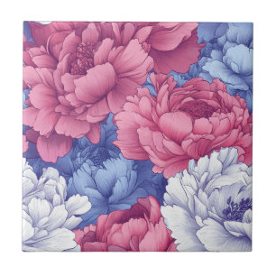 Elegant Peonies Ceramic Tiles  For Kitchen Floor