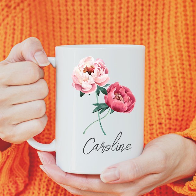Elegant Peonies Customised  Coffee Mug (Creator Uploaded)