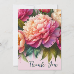 Elegant Peonies Pink Floral Gift Thank You Card