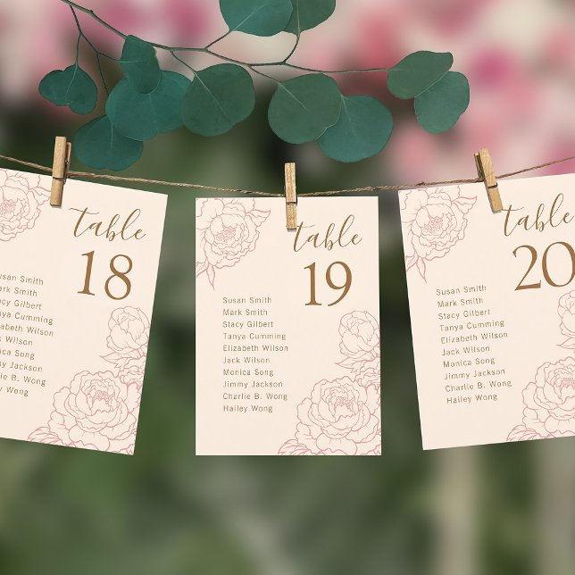 Elegant Peonies Wedding Seating Chart Card (Creator Uploaded)