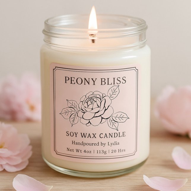Elegant Peony Bliss Soy Wax Candle Business  Square Sticker (Creator Uploaded)