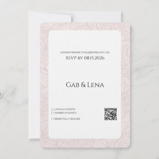 Elegant Peony Blush Floral Wedding RSVP Card with 