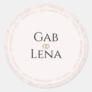Elegant Peony Blush Floral Wedding Sticker