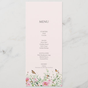 Elegant Peony Blush Pink Engagement Party Dinner M Menu