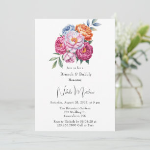 Elegant Peony Bouquet Bridesmaids Luncheon Invitation