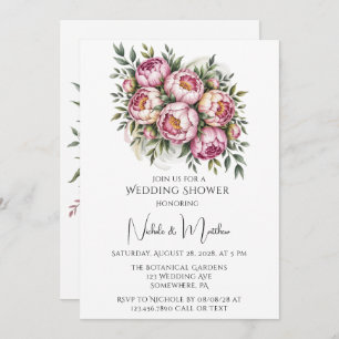 Elegant Peony Floral Arrangement Wedding Shower Invitation