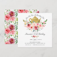 Elegant Peony Floral Birthday Tea Invitation