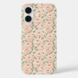 Elegant Peony Floral Pattern iPhone 16 Case