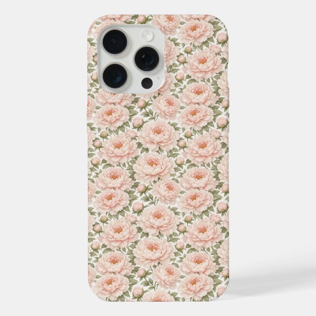 Elegant Peony Floral Pattern iPhone Case (Back)