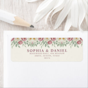 Elegant Peony Floral Wedding Return Address Label