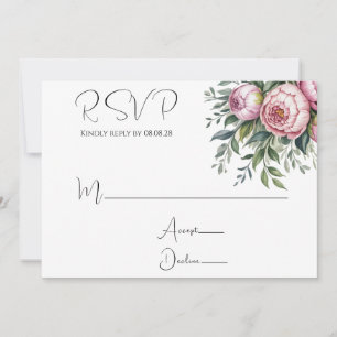 Elegant Peony Floral Wedding RSVP Cards