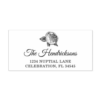 Elegant Peony Flower Address Rubber Stamp