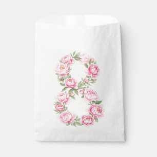 Elegant Peony Flower Illustration for March 8 Favour Bag