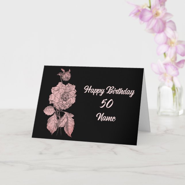 Elegant Peony Flower Personalised Birthday Card (Orchid)