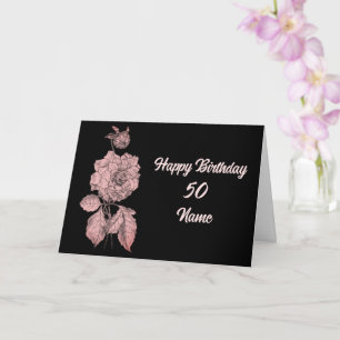 Elegant Peony Flower Personalised Birthday Card