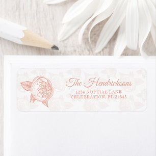 Elegant Peony Flower Return Address Label
