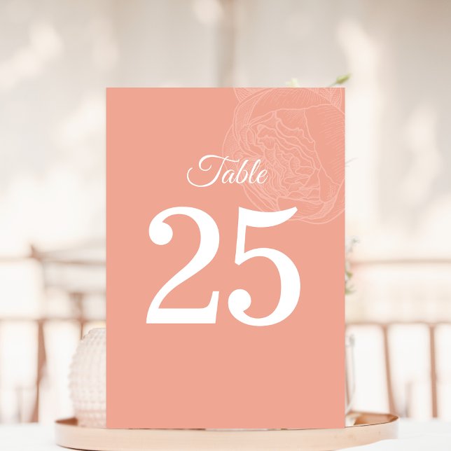 Elegant Peony Flower Wedding Table Number (Creator Uploaded)