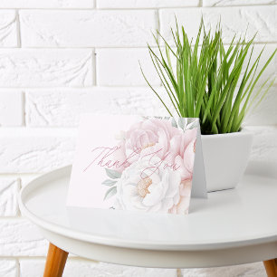 Elegant Peony Flowers Thank You Blank Cards