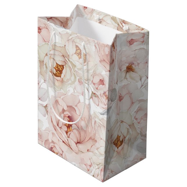Elegant Peony  Medium Gift Bag (Back Angled)