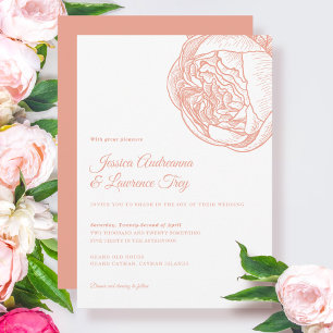 Elegant Peony Peach Flower Wedding Invitation