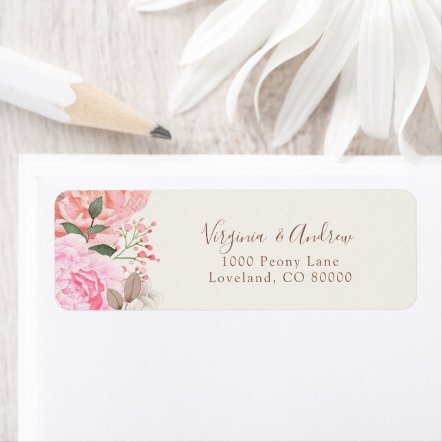 Elegant Peony Return Address Label (Insitu)