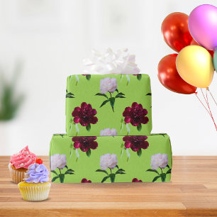 Elegant Peony Summer Green Wrapping Paper
