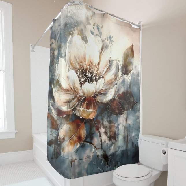 Elegant Peony Watercolor Art Shower Curtain (Creator Uploaded)