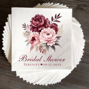 Elegant Peony Watercolor Peonies Bridal Shower Napkin