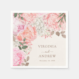 Elegant Peony Wedding Napkin