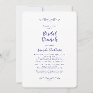 Elegant Periwinkle Blue Calligraphy Bridal Brunch  Invitation