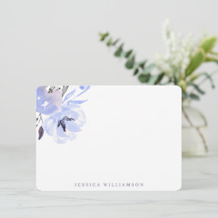 Elegant Periwinkle Blue Floral Personal Stationery Card