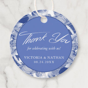 Elegant Periwinkle Blue Floral Thank You Favour Tags