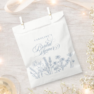 Elegant Periwinkle Blue Wildflower Bridal Shower Favour Bag