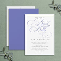 Elegant Periwinkle Calligraphy Brunch & Bubbly