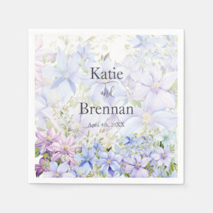 Elegant Periwinkle Clematis Wedding Napkin