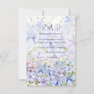 Elegant Periwinkle Clematis Wedding RSVP Card