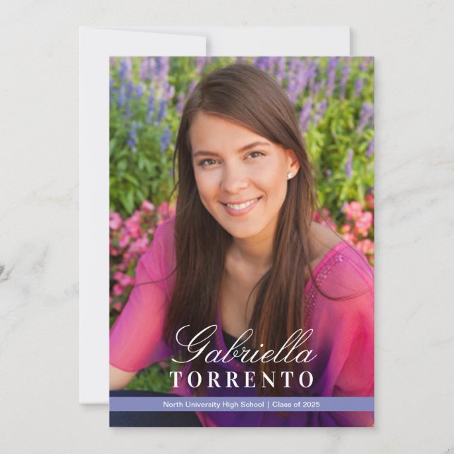 Elegant Periwinkle Custom Photo Graduation Party Invitation (Front)