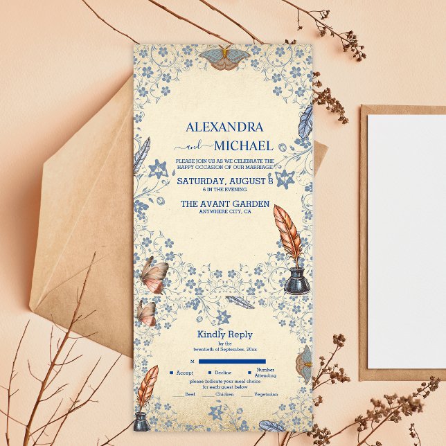 Elegant Periwinkle Floral Wedding All In One Invitation (Creator Uploaded)