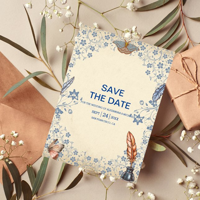 Elegant Periwinkle Floral Wedding Save The Date (Creator Uploaded)