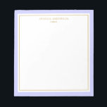 Elegant Periwinkle Gold Personalized Notepad<br><div class="desc">This notepad features elegant and minimalist thick periwinkle border and thin gold border. Personalize it with your name or company name.</div>