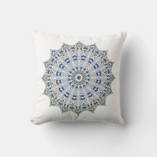 Elegant Persian Blue Arabesque Oriental Decoration Cushion