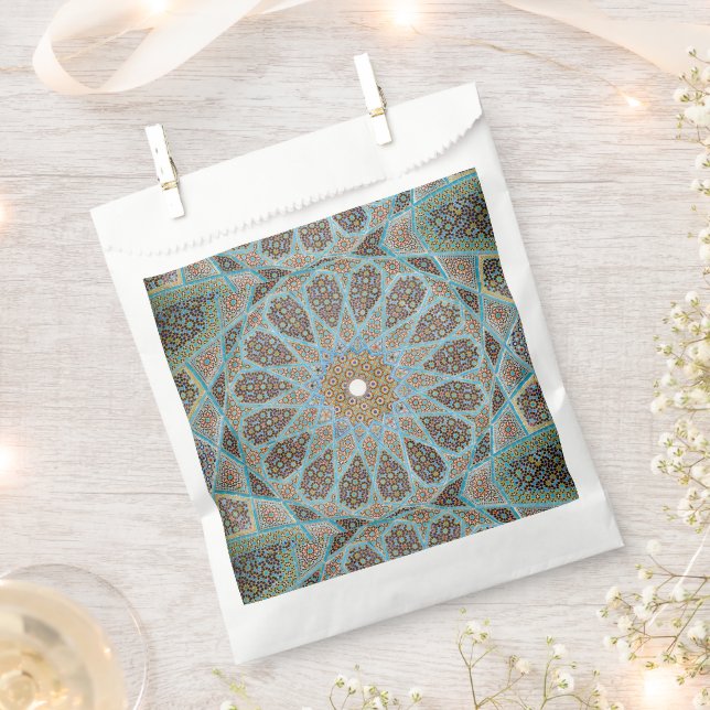 Elegant Persian Blue Arabesque Oriental Decoration Favour Bag (Clipped)