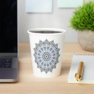 Elegant Persian Blue Arabesque Oriental Decoration Paper Cups