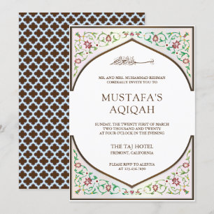 Elegant Persian Mosaic Art Islamic Aqiqah Invitation