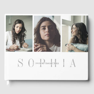 Elegant Personal 3 Photo Bat Mitzvah Guest Book