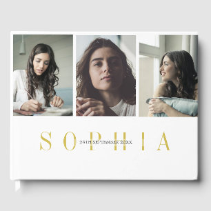 Elegant Personal 3 Photo Bat Mitzvah Guest Book